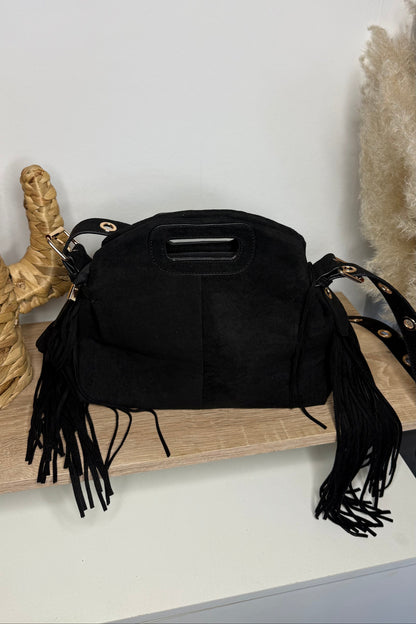 Sac Malia noir en style suedine